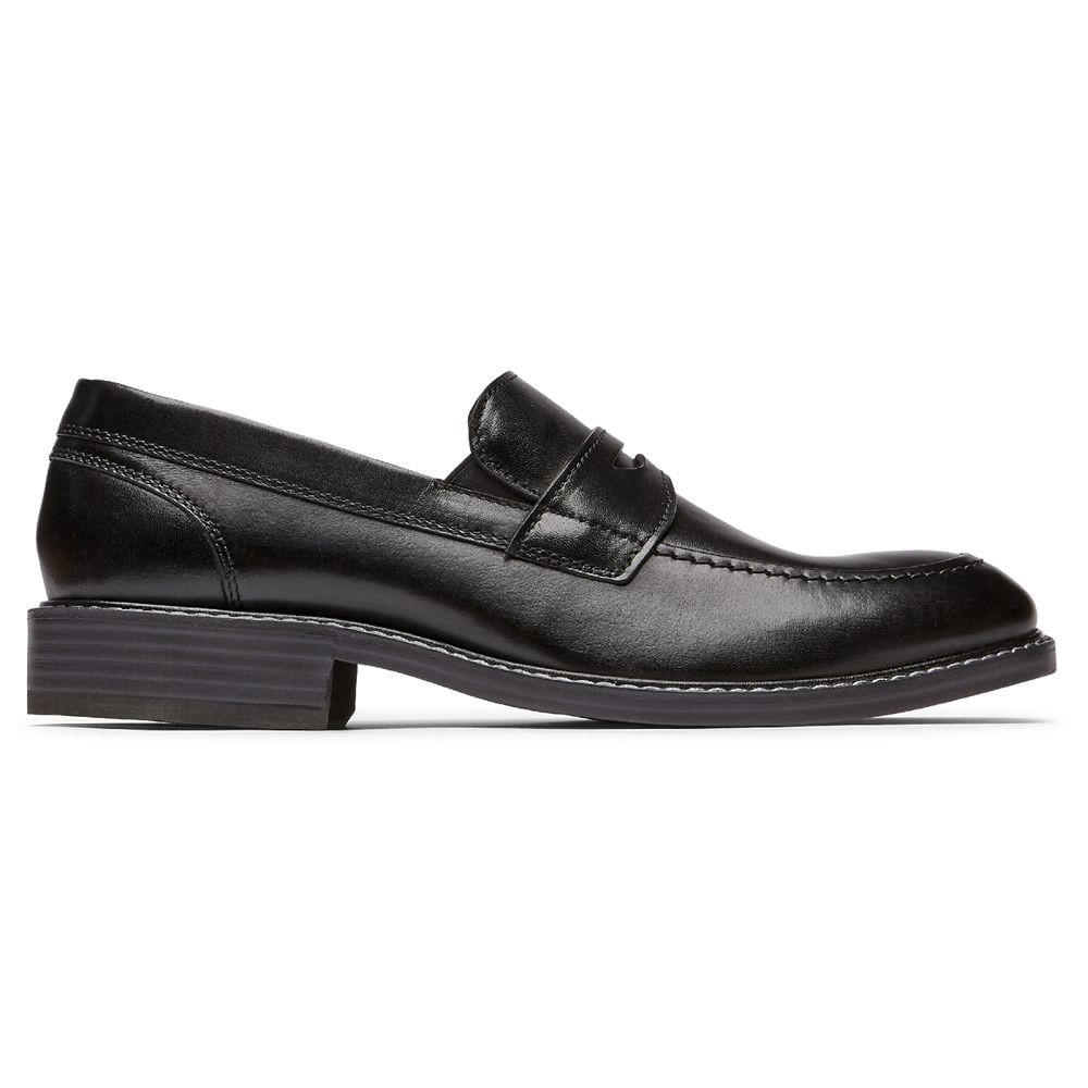 Rockport Canada Kenton Penny Slip-Ons - Mens Loafers Black (TNP409386)